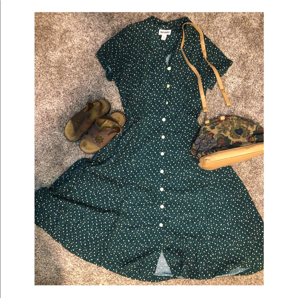 Green Floral Vintage Dress
